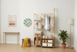 Multifunctional Coat Rack with Hanging Rod, Shelves and Hooks - thumbnail 4