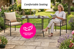 3-Piece Patio Wicker Bistro Set with Cushions - thumbnail 8