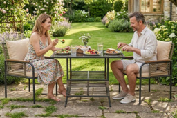 3-Piece Patio Wicker Bistro Set with Cushions