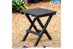 HDPE Folding Garden Side Table - Weather-Resistant, Portable, Modern Grey - thumbnail 4