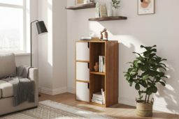 Modern Wooden Bookcase Cabinet with Hidden Storage & Display Shelves - thumbnail 7