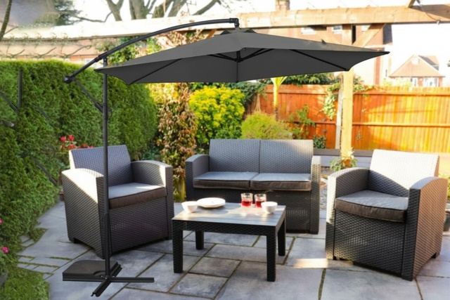 3m Banana Garden Parasol - Grey, Green, Cream or Black! - image 1