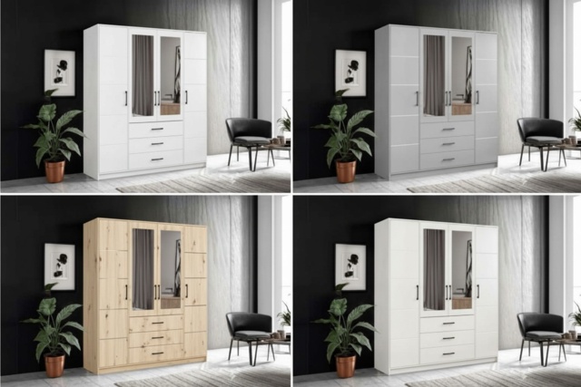 Modern 4 Door Mirrored Wardrobe with Drawers - Large Bedroom Storage, 200cm x 200cm, Contemporary Design, Choice of Colours - image 1