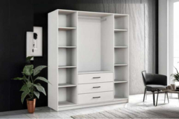 Modern 4 Door Mirrored Wardrobe with Drawers - Large Bedroom Storage, 200cm x 200cm, Contemporary Design, Choice of Colours - thumbnail 6