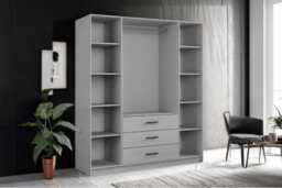 Modern 4 Door Mirrored Wardrobe with Drawers - Large Bedroom Storage, 200cm x 200cm, Contemporary Design, Choice of Colours - thumbnail 4