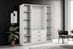 Modern 4 Door Mirrored Wardrobe with Drawers - Large Bedroom Storage, 200cm x 200cm, Contemporary Design, Choice of Colours - thumbnail 2