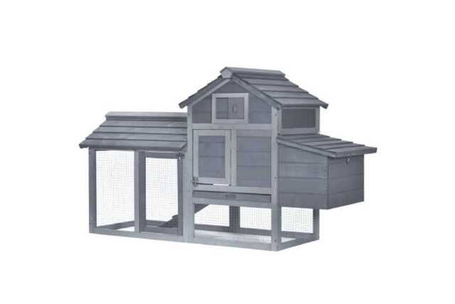 Chicken, Rabbit & Small Animal 2-Tier Fir Wood Hutch - Easy Clean, Secure Outdoor Cage - image 1