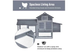 Chicken, Rabbit & Small Animal 2-Tier Fir Wood Hutch - Easy Clean, Secure Outdoor Cage - thumbnail 8