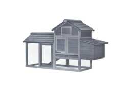 Chicken, Rabbit & Small Animal 2-Tier Fir Wood Hutch - Easy Clean, Secure Outdoor Cage - thumbnail 1