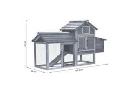 Chicken, Rabbit & Small Animal 2-Tier Fir Wood Hutch - Easy Clean, Secure Outdoor Cage - thumbnail 3