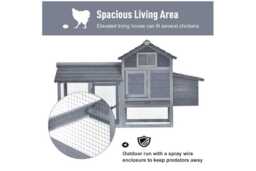 Chicken, Rabbit & Small Animal 2-Tier Fir Wood Hutch - Easy Clean, Secure Outdoor Cage - thumbnail 4