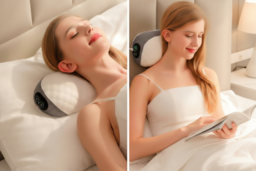 Ergonomic Memory Foam Cervical Massage Pillow - 2 Options, Hot Compress & Vibration, Grey or White - thumbnail 6