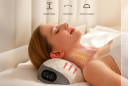 Ergonomic Memory Foam Cervical Massage Pillow - 2 Options, Hot Compress & Vibration, Grey or White - thumbnail 7