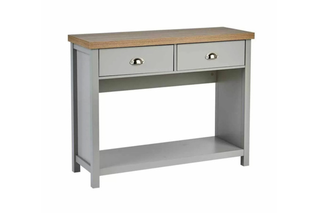 Slim Console Table with Storage - 2-Tone Wood Effect, Modern Hallway & Living Room Furniture - image 1