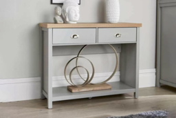 Slim Console Table with Storage - 2-Tone Wood Effect, Modern Hallway & Living Room Furniture - thumbnail 8