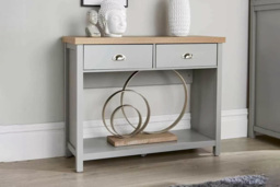 Slim Console Table with Storage - 2-Tone Wood Effect, Modern Hallway & Living Room Furniture - thumbnail 4
