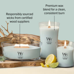 Sagewood & Seagrass Candle WoodWick, Blue - Fresh & Clean - thumbnail 5