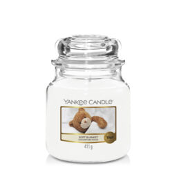 Soft Blanket Candle Original Medium Jar Candle Yankee Candle, White, 10.7cm x 12.7cm - Fresh & Clean - thumbnail 1