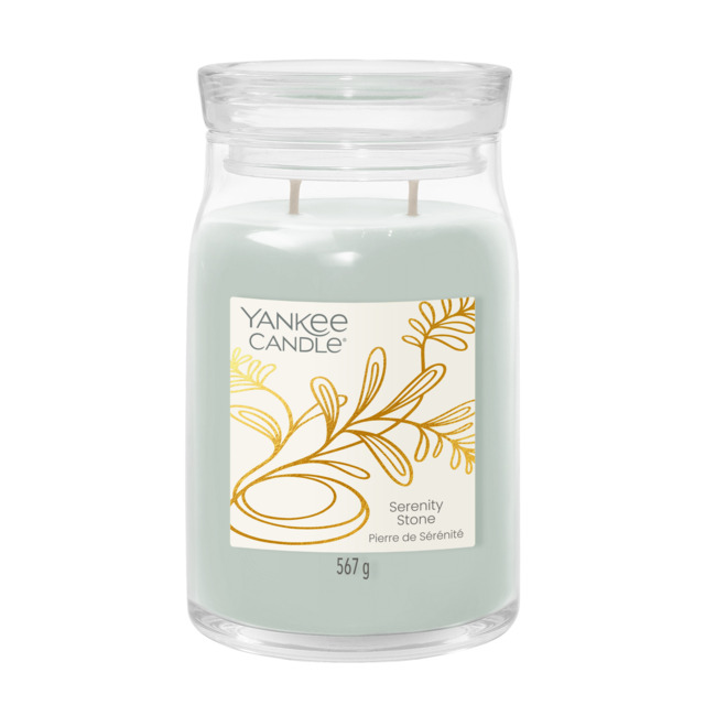 Serenity Stone Candle Signature Large Jar Candle Yankee Candle, Green, 9.3cm x 15.7cm - Fresh & Clean - image 1