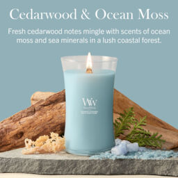 Cedarwood & Ocean Moss Candle WoodWick, Blue - Fresh & Clean - thumbnail 6