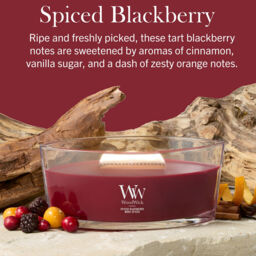 Spiced Blackberry Candle WoodWick, Red - Fruity & Citrus - thumbnail 6