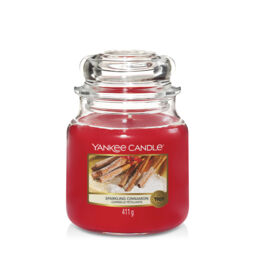 Sparkling Cinnamon Original Medium Jar Candle Yankee Candle, Red, 10.7cm x 12.7cm - Sweet & Spicy
