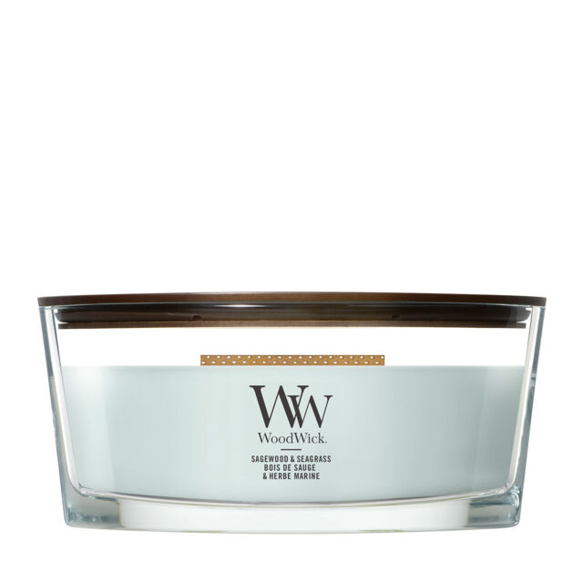Sagewood & Seagrass Candle WoodWick, Blue - Fresh & Clean - image 1