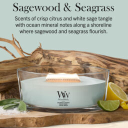 Sagewood & Seagrass Candle WoodWick, Blue - Fresh & Clean - thumbnail 6