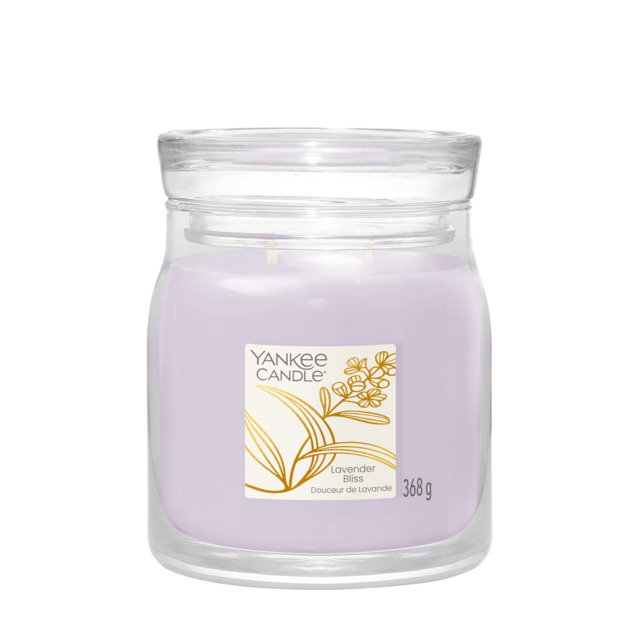 Lavender Bliss Candle Signature Medium Jar Candle Yankee Candle, Purple, 9.3cm x 11.4cm - Floral - image 1