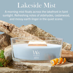 Lakeside Mist Candle WoodWick, Blue - Fresh & Clean - thumbnail 5
