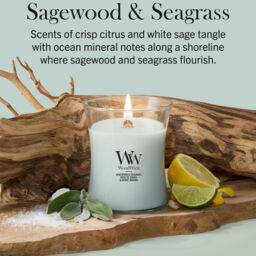 Sagewood & Seagrass Candle WoodWick, Blue - Fresh & Clean - thumbnail 6