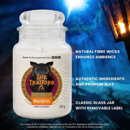 The Traitors: Faithful Candle Original Large Jar Candle Yankee Candle, Black, 10.7cm x 16.8cm - Fresh & Clean - thumbnail 6