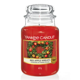 Red Apple Wreath Candle Original Large Jar Candle Yankee Candle, 10.7cm x 16.8cm - Fruity