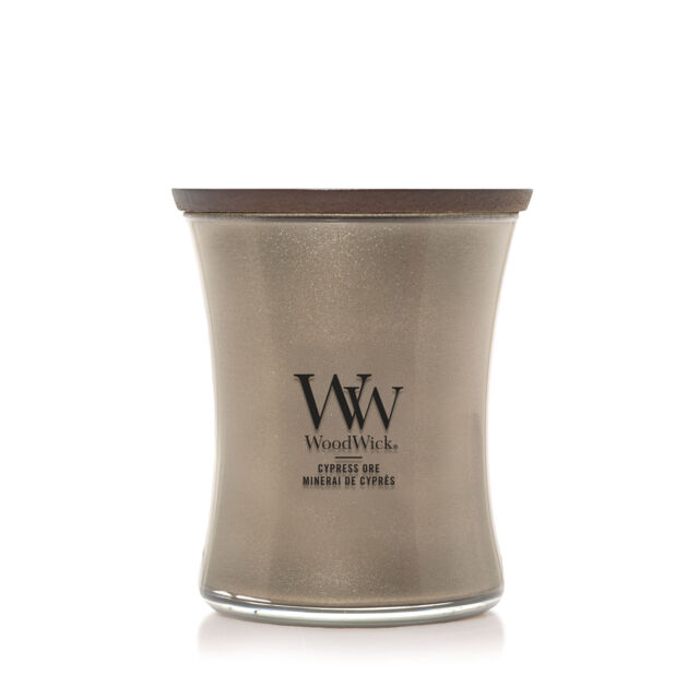Cypress Ore Candle WoodWick, White, 9.9cm x 9.9cm x 11.4cm - Ambery - image 1