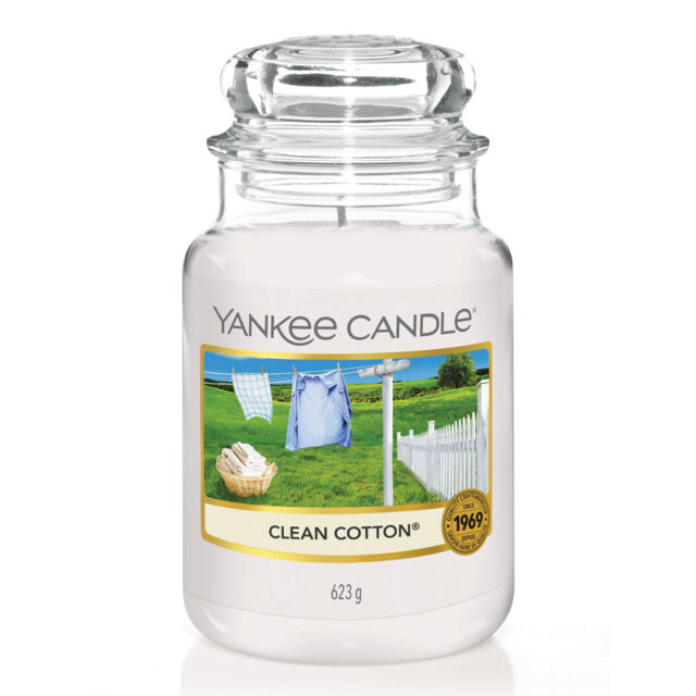 Clean Cotton® Candle Original Large Jar Candle Yankee Candle, White, 10.7cm x 16.8cm - Fresh & Clean - image 1