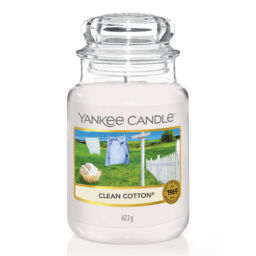 Clean Cotton® Candle Original Large Jar Candle Yankee Candle, White, 10.7cm x 16.8cm - Fresh & Clean - thumbnail 1