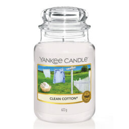 Clean Cotton® Candle Original Large Jar Candle Yankee Candle, White, 10.7cm x 16.8cm - Fresh & Clean - thumbnail 2