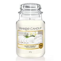 Fluffy Towels™ Candle Original Large Jar Candle Yankee Candle, White, 10.7cm x 16.8cm - Fresh & Clean - thumbnail 1