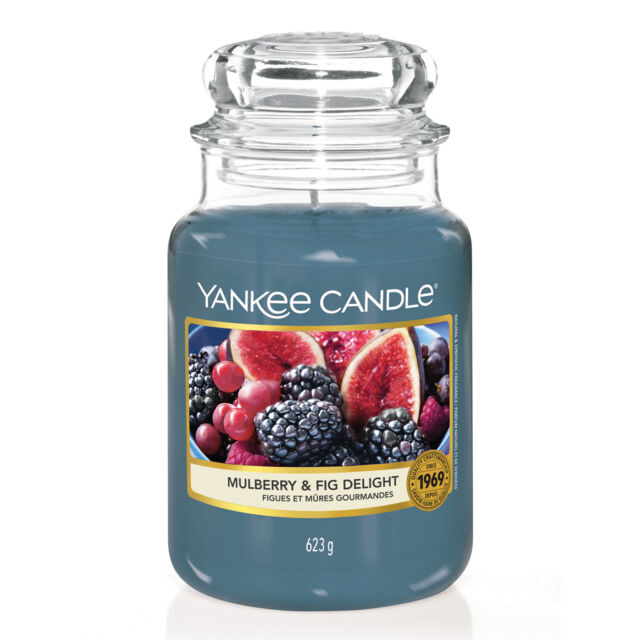 Mulberry & Fig Delight Candle Original Large Jar Candle Yankee Candle, Blue, 10.7cm x 16.8cm - Fruity - image 1