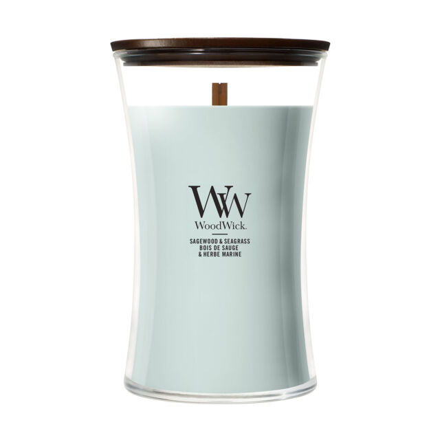 Sagewood & Seagrass Candle WoodWick, Blue - Fresh & Clean - image 1