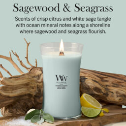 Sagewood & Seagrass Candle WoodWick, Blue - Fresh & Clean - thumbnail 6