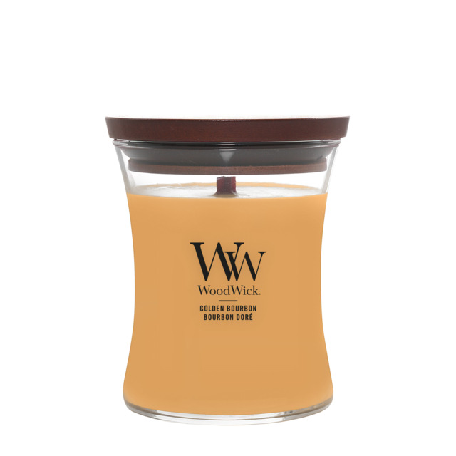 Golden Bourbon Candle WoodWick, Yellow, 9.9cm x 9.9cm x 11.4cm - Woody - image 1