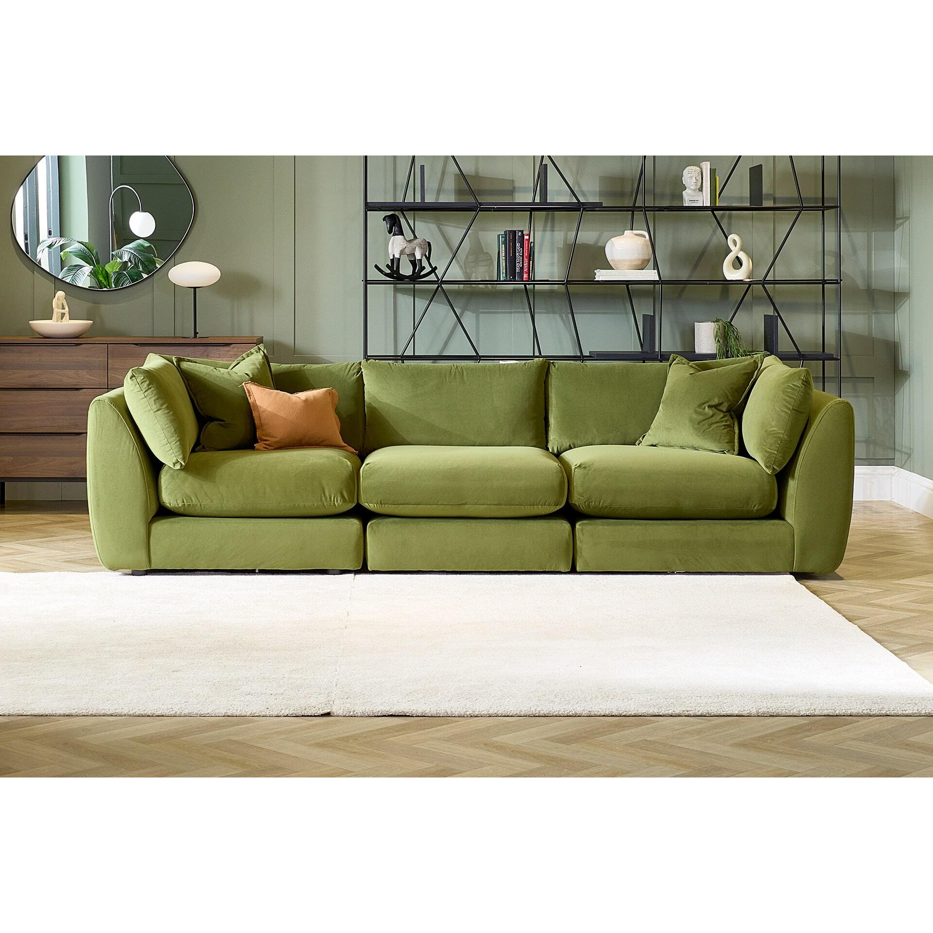 Utopia - 3 Piece - Rearrangeable Sofa Soft Touch Velvet Sea Green