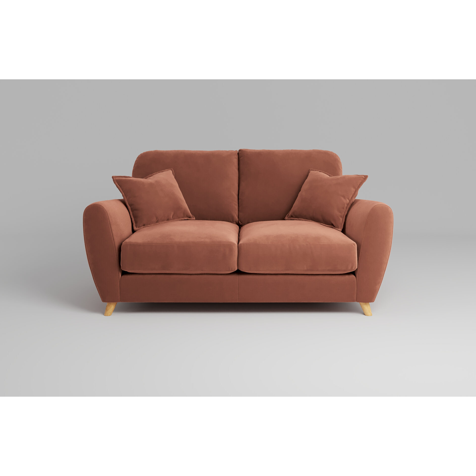 Buy Cinnamon Brown 2 Seater Sofa - zofa Cloud Nine Online | Soft Touch Velvet