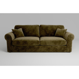 Olive Green 4 Seater Sofa - Mellow Soft Woven Chenille