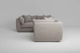 Utopia - 4 Piece - Rearrangeable Modular Sofa, Boucle / Mink / Tailored Trim - thumbnail 2