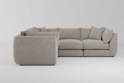 Utopia - 4 Piece - Rearrangeable Modular Sofa, Boucle / Mink / Tailored Trim - thumbnail 3