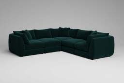Utopia - 5 Piece - Rearrangeable Modular Sofa, Soft Touch Velvet / Bottle Green / Tailored Trim