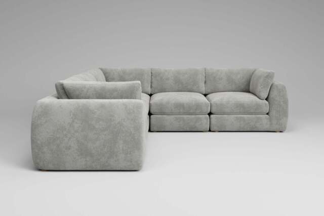 Zen - 5 Piece Corner - Rearrangeable Modular Sofa, Soft Woven Chenille / Pure / Full-Width Back Cushions - image 1