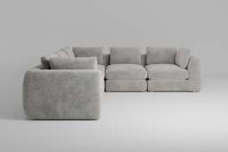 Zen - 5 Piece Corner - Rearrangeable Modular Sofa, Soft Woven Chenille / Pure / Full-Width Back Cushions - thumbnail 2
